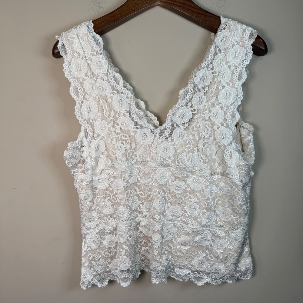 George Y2K Cream Lace Sleeveless Tank XL Coquette Romantic Feminine